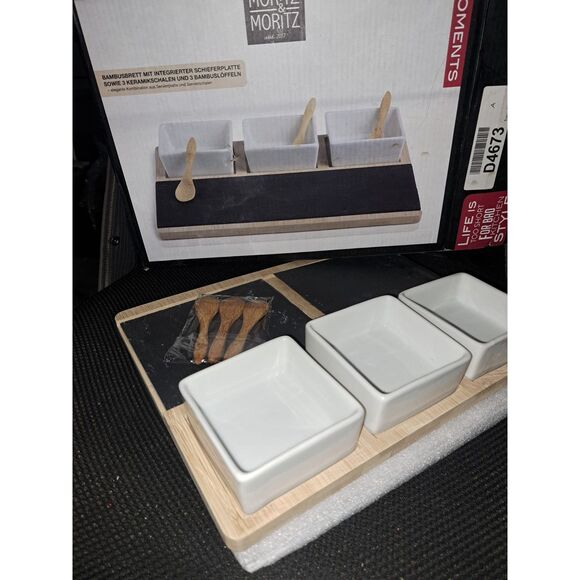 NIB-Moritz & Moritz Bamboo & ceramic platter- Broken slate but useable - Picture 3 of 9